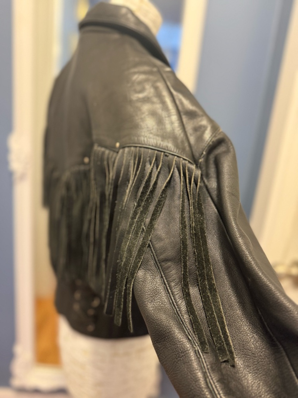 Vintage Pelle Cuir Western Fringe Leather Jacket - Deconstructed Gothic Moto - Picture 8 of 16